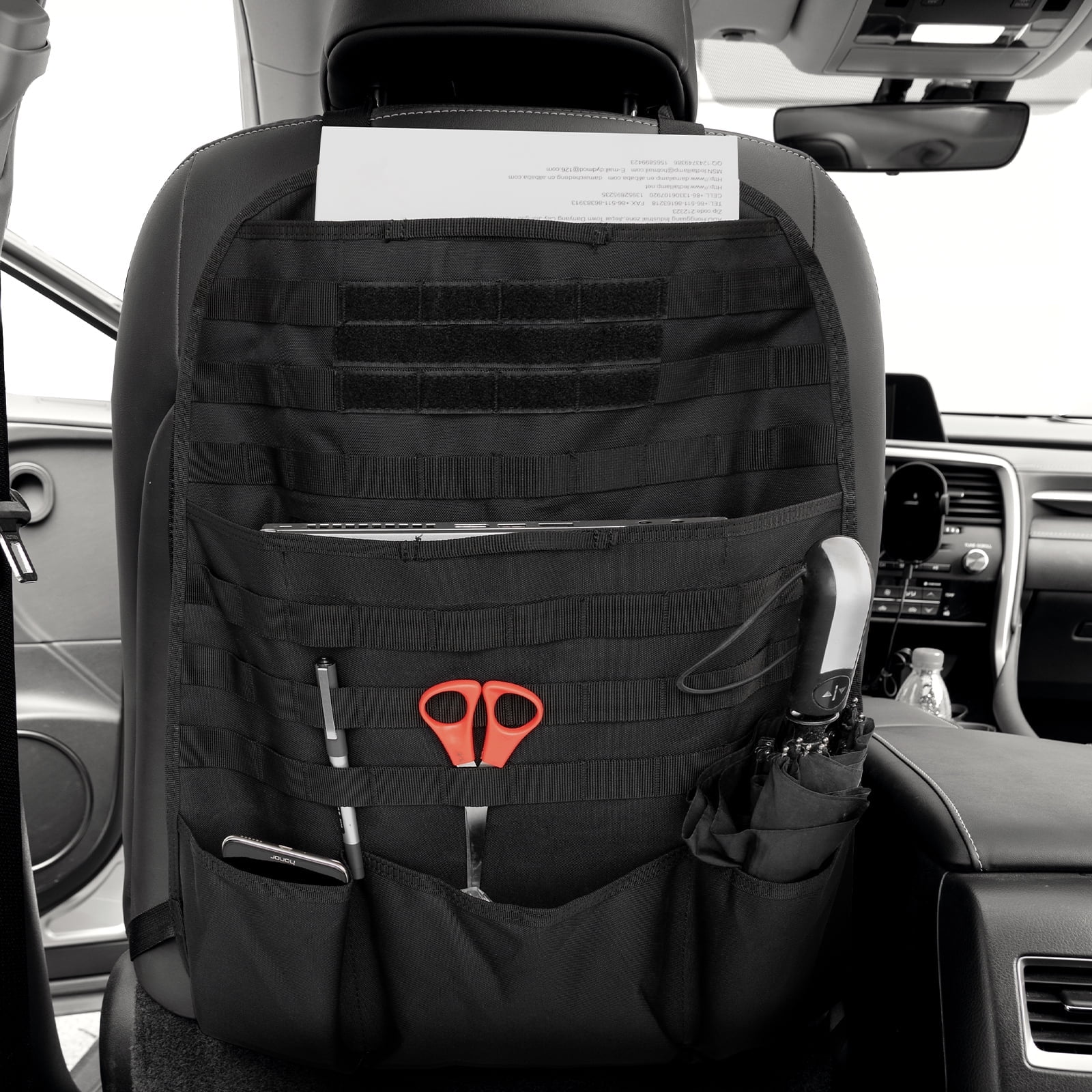 AUTOXBERT Car Seat Back Organizer Tactical MOLLE Vehicle Panel Universal Fit Car Seat Cover Protector with Buckle, Durable Travel Storage