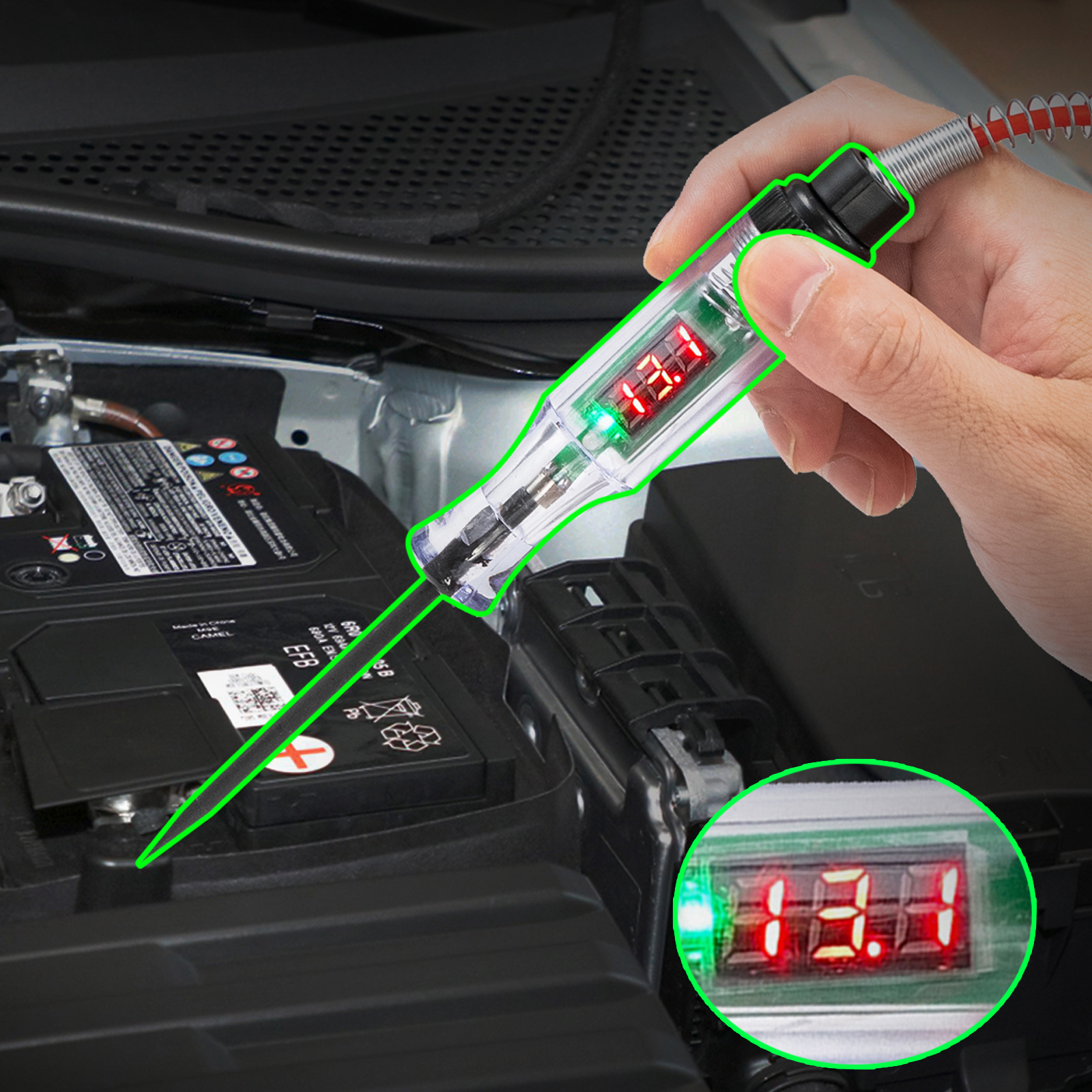 Akozon Automotive Circuit Tester, 6V/24V Car Vehicle Circuit Tester Test Light Electric Circuit Tester Screwdriver Tester Bulb Tester Mechanic Tool With Indicator Light 12v Test Light Voltage And