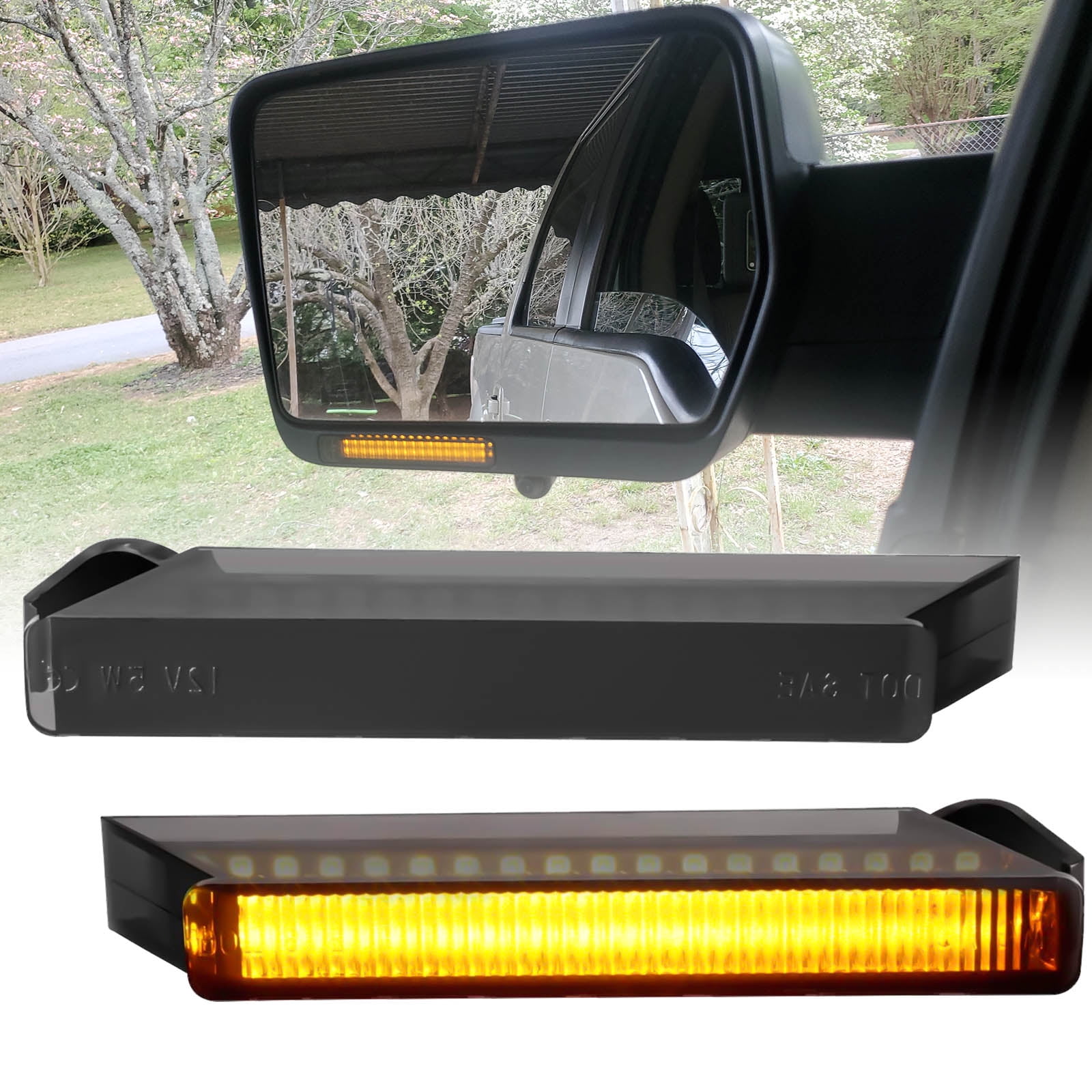 AUTOXBERT Amber LED Side Mirror Turn Signal Light For Ford F150 2004-2014 | Smoked Lens, Sequential Flow, Plug & Play - View #9