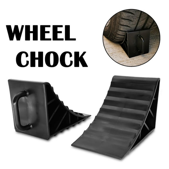AUTOXBERT Heavy Duty Wheel Chock Black Pack of 2
