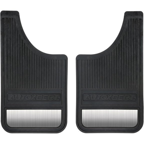 AUTOXBERT Mud Flaps for Trucks Heavy Duty Universal Rubber Mud Flaps Car Dirty Fender All Weather Mudguards Front Rear Splash Guards with Stainless Steel Plates, 2pc- Black