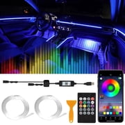 AUTOXBERT 2 in 1 RGB LED Interior Strip Light Trim Car Ambient Atmosphere Lighting APP Control