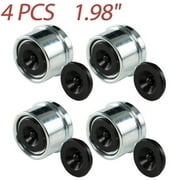 OEMASSIVE Qty 4 Trailer 1.98" Axle EZ Lube Grease Hub Cover Dust Cap Cup + Extra Rubber Plug