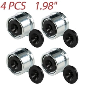 AUTOXBERT Qty 4 Trailer 1.98" Axle EZ Lube Grease Hub Cover Dust Cap Cup + Extra Rubber Plug