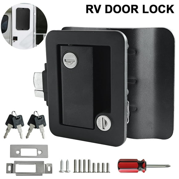 AUTOXBERT RV Entry Door Lock Latch Paddle Deadbolt Handle Knob w/ 4 keys for Camper Trailer Caravan Lock