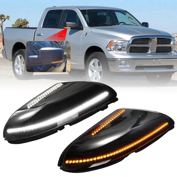 AUTOXBERT Side Mirror Turn Signal Puddle Lights LH+RH for 2009-2014 Dodge Ram 1500 2010-2014 2500