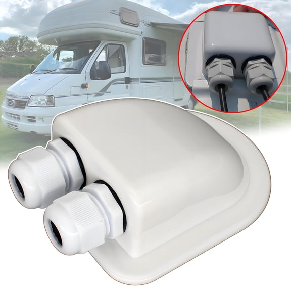 AUTOXBERT Solar Double Wire Cable Entry Gland Box Waterproof Cable Through White for RV Boat Roof