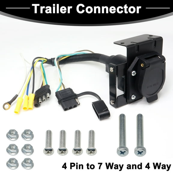 AUTOXBERT 4 Flat to 7 Way Blade Trailer Tow RV 4-Way Plug Connector Adapter Wiring Harness