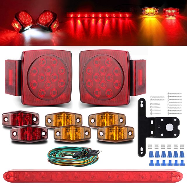 AUTOXBERT Trailer Led Kit Stop Tail Brake License Plate Running Light