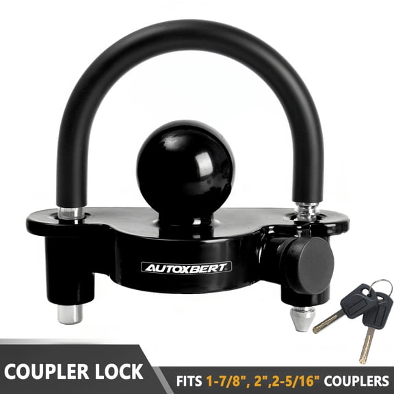 AUTOXBERT Trailer Lock Hitch Tow Ball Lock Towing Coupler Lock Caravan Security for 1-7/8 2 2-5/16