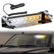 AUTOXBERT 8 LED Emergency Strobe Light Hazard Warning Strobe Lamp w/ Suction Cup for Car Truck