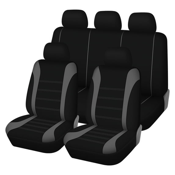 AUTOYOUTH Car Seat Covers Full Set- Breathable Bucket Seat Covers with Removable Headrest Universal Fit For Vans, SUVs, Trucks...(Gray Color)