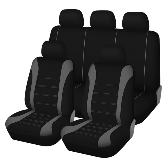 AUTOYOUTH Car Seat Covers Full Set- Breathable Bucket Seat Covers with Removable Headrest Universal Fit For Vans, SUVs, Trucks...(Gray Color)