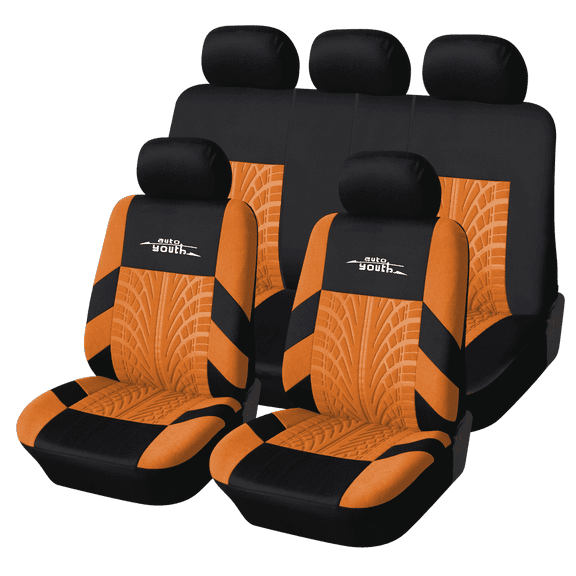 AUTOYOUTH Car Seat Covers Full Set- Breathable Bucket Seat Covers with Removable Headrest Universal Fit For Vans, SUVs, Trucks...(Orange Color)