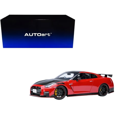 2022 GT-R (R35) Nismo Special Edition RHD (Right Hand Drive) Vibrant Red with Carbon Hood and Top 1 18 Model Car by Autoart