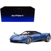 Pagani Huayra Roadster Blue Tricolore Carbon Fiber with Black Top with Luggage Set 1 18 Model Car by Autoart