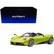 Pagani Huayra Roadster Verde Firenze Green Metallic and Carbon with Luggage Set 1 18 Model Car by Autoart