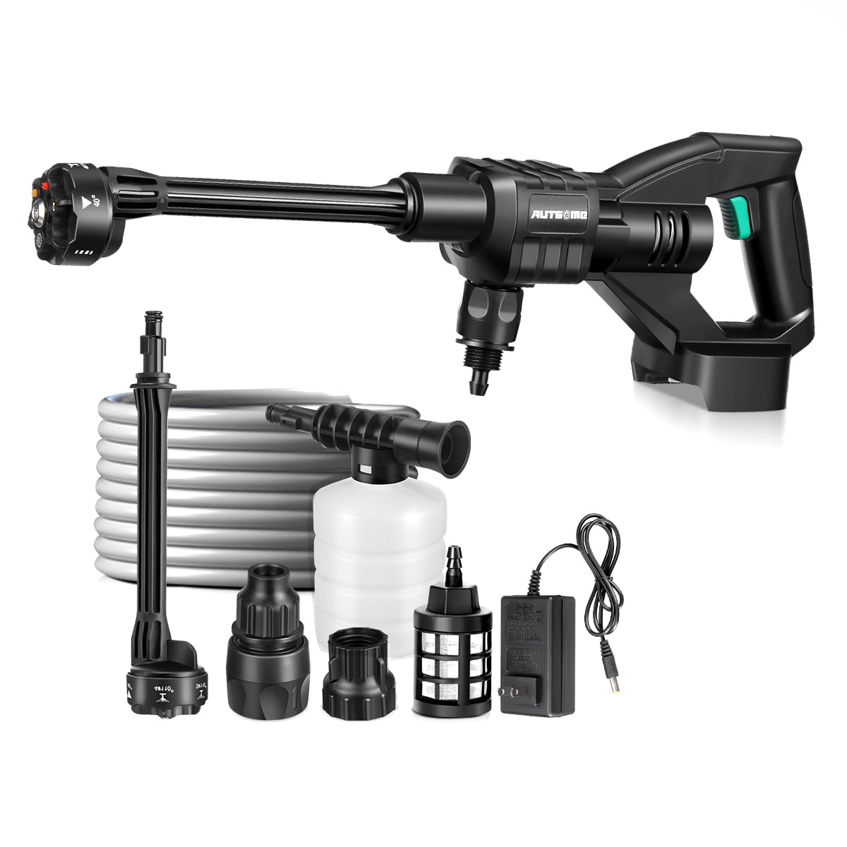 AUTSOME Cordless High Pressure Washer 500W 100Bar, 6 in 1 Adjustable Nozzle Car Wash Supplies, Electric Pressure Washers, Portable Power Washer Cleaner, Black