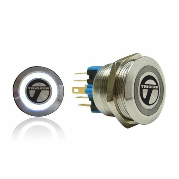 AUTSW47W 22mm Momentary Billet Button with LED White Ring