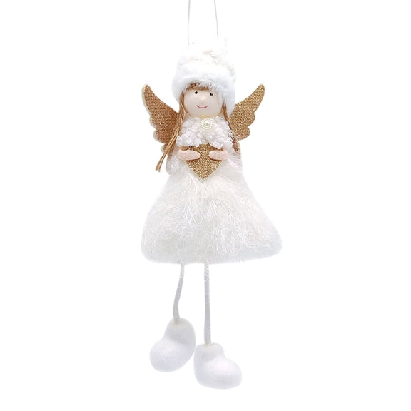 AUTUMN Christmas Cute Angel Decoration Pendant, Acrylic Flat Christmas Cute Fruit Car Rear Dangle Interior, Handmade Knitted Keychain Charms Bag, Car Decor Accessories (White)