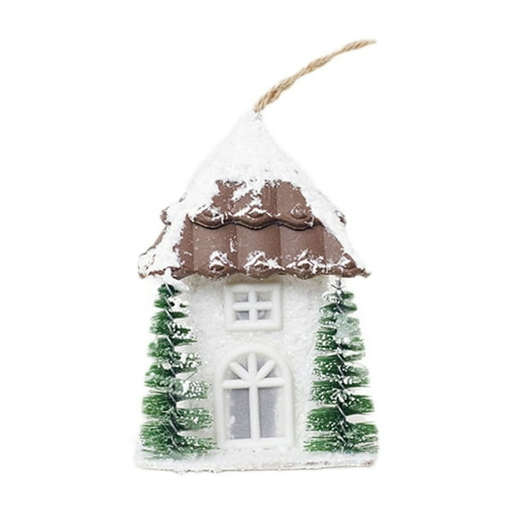 AUTUMN Light up Christmas Hairy Village Houses, Christmas Ski Lodge Snow Winter Scene, Xmas Signs Farmhouse, Christmas Tree, House, Rustic, Tabletop Holiday Decor (Brown)