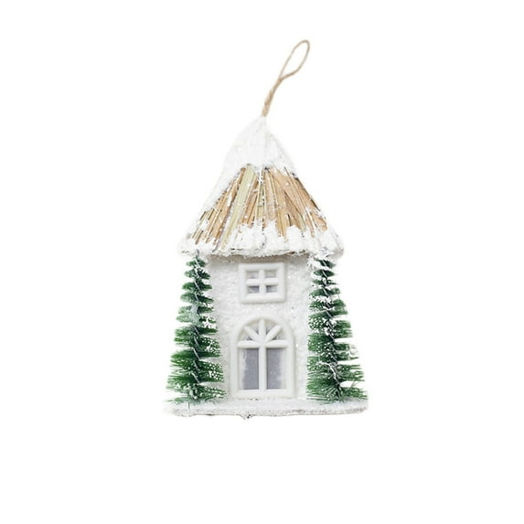 AUTUMN Light up Christmas Hairy Village Houses, Christmas Ski Lodge Snow Winter Scene, Xmas Signs Farmhouse, Christmas Tree, House, Rustic, Tabletop Holiday Decor (Yellow)