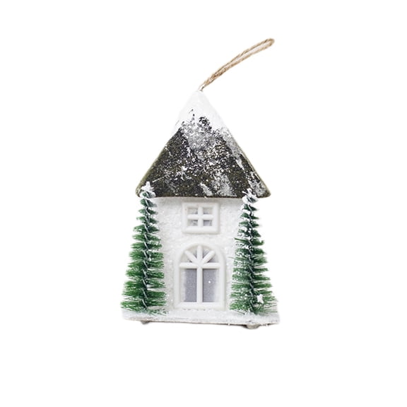 AUTUMN Light up Christmas Hairy Village Houses, Christmas Ski Lodge Snow Winter Scene, Xmas Signs Farmhouse, Christmas Tree, House, Rustic, Tabletop Holiday Decor (Green)