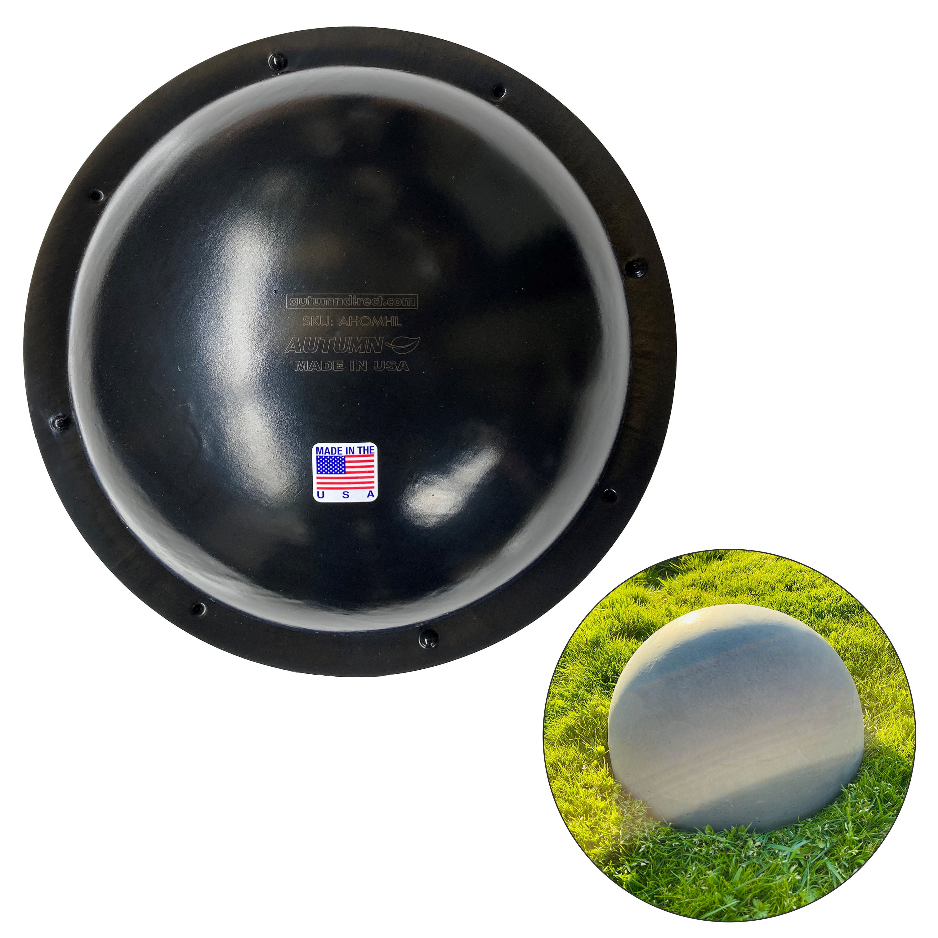 Autumn Made in USA Half Ball Sphere Mold, Concrete Cement Mold, Garden Decor Mold, 12'' Dia, Gray