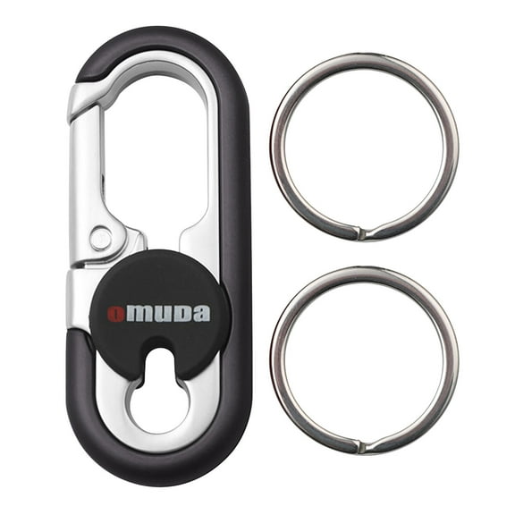 Men Women Car Key Chain, Stainless Steel Car Keychain with Carabiner Clip, Everyday Use and Gift Option (Black)