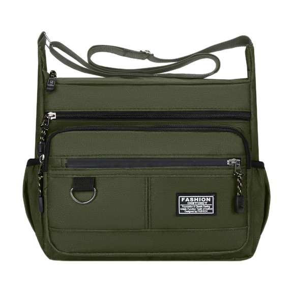 AUTUMN Messenger Bag for Men, Waterproof Durable Multiple Compartments Retro PU Leather Messenger Bag, Low Profile Luxury Essential for Business, Leisure and Daily Travel(Army Green)