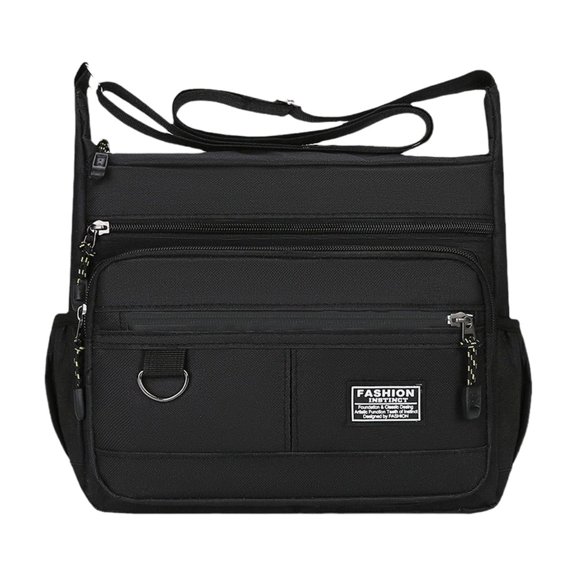 AUTUMN Messenger Bag for Men, Waterproof Durable Multiple Compartments Retro PU Leather Messenger Bag, Low Profile Luxury Essential for Business, Leisure and Daily Travel(Black)