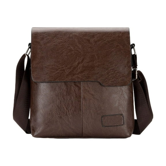 AUTUMN Messenger Bag for Men, Waterproof Durable Multiple Compartments Retro PU Leather Messenger Bag, Low Profile Luxury Essential for Business, Leisure and Daily Travel(Brown)