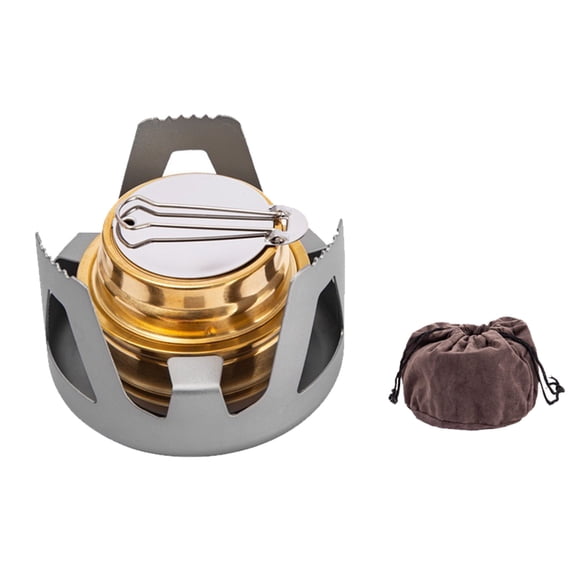 Portable Camping Stove Alcohol Cooking Burner, Windproof Sturdy Durable Small Single Ethanol Burner Stainless Steel, for Emergency, Outdoor, Hiking, Picnic(Silver)