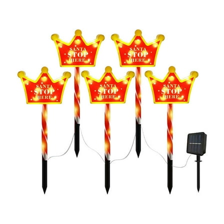 AUTUMN Set of 5 Solar Christmas for Outdoor Christmas Decorations, 8 Modes Christmas Pathway LED Lights, Waterproof Christmas Pathway Lights for Patio Garden Lawn Holiday Decor