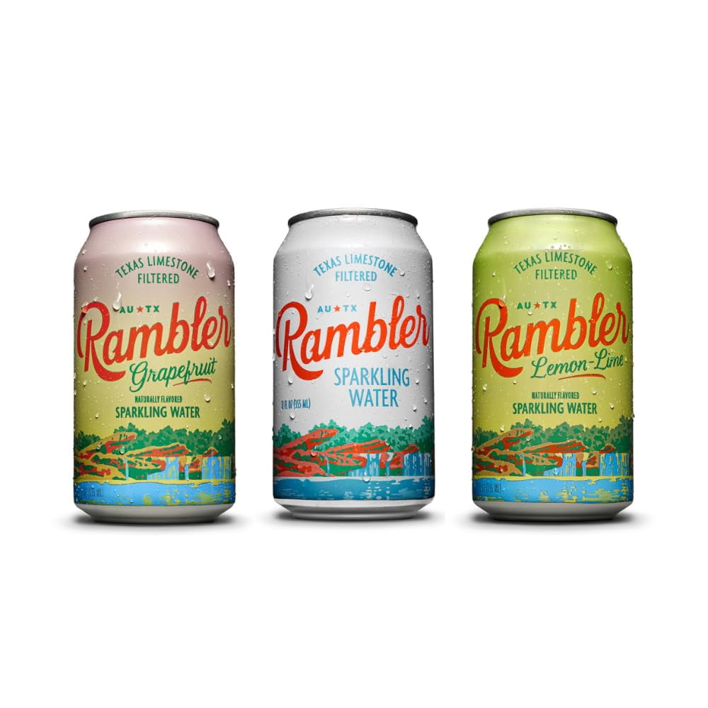 AUTX Variety Sparkling Water 24Pack, 12oz Cans, Texas Limestone