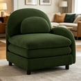 thumbnail image 1 of AUU 1-Seat Curved Teddy Sofa, RSF Model with Pillow, Teddy Fabric Upholstered Couch for Living Room, 1 of 7