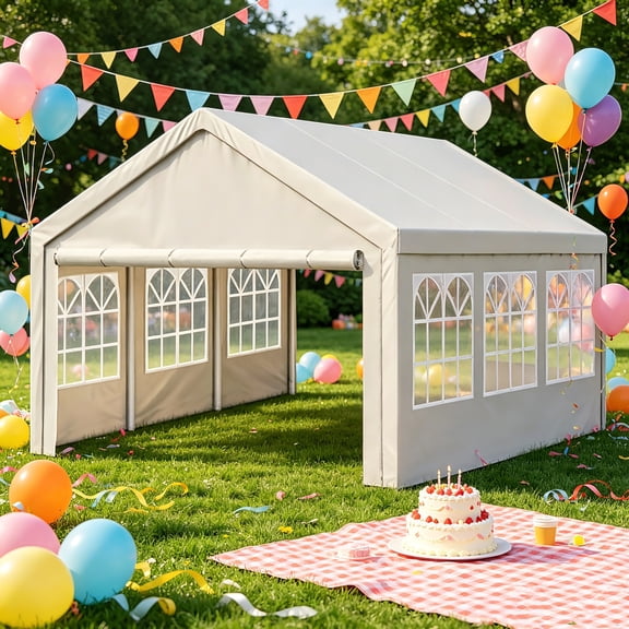 AUU 10'x20' Commercial Outdoor Party Tent with Removable Sidewalls  Carport Canopy Gazebo for Weddings, BBQ, and Events