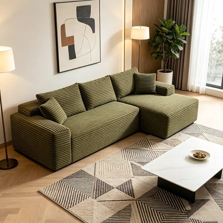 AUU 105" L-Shape Cloud Modular Sectional Sofa with Chaise – Deep Seat, No Assembly Required, Upholstered Couch for Living Room or Bedroom