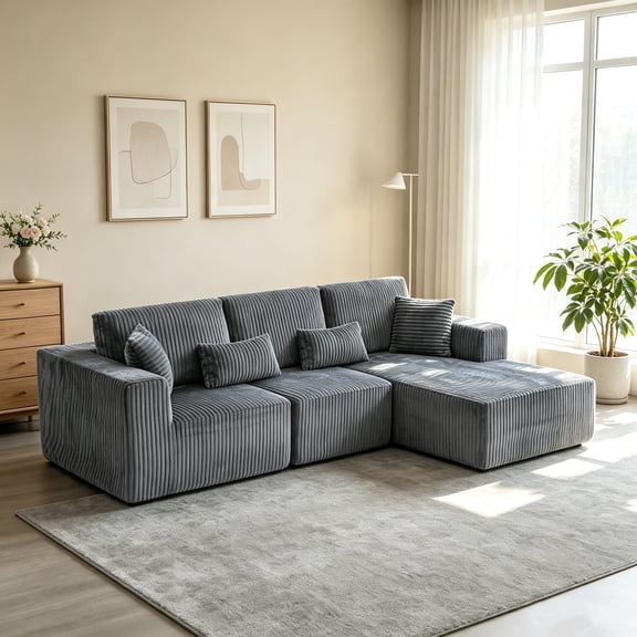 AUU 109" L-Shape Cloud Modular Sectional Sofa with Chaise – No Assembly Required, Deep Seat Upholstered Couch for Living Room or Bedroom