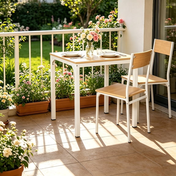 AUU 3-Piece Apartment Dining Set  1 Table and 2 Chairs for Kitchen, Conversation, or Small Dining Spaces