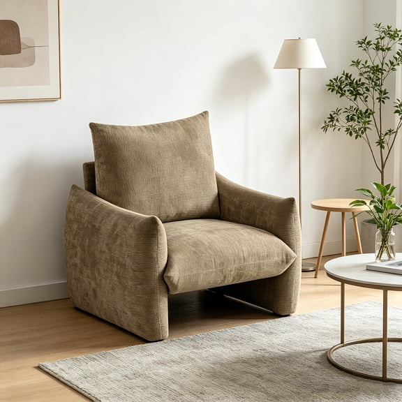 AUU 34.3" Modern Chenille Oversized Accent Chair – Plush Cushion, Soft Upholstered Single Sofa Armchair for Reading, Living Room, Small Space, Bedroom