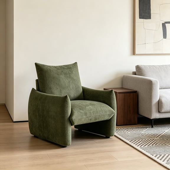 AUU 34.3" Modern Chenille Oversized Accent Chair – Plush Cushion, Soft Upholstered Single Sofa Armchair for Reading, Living Room, Small Space, Bedroom
