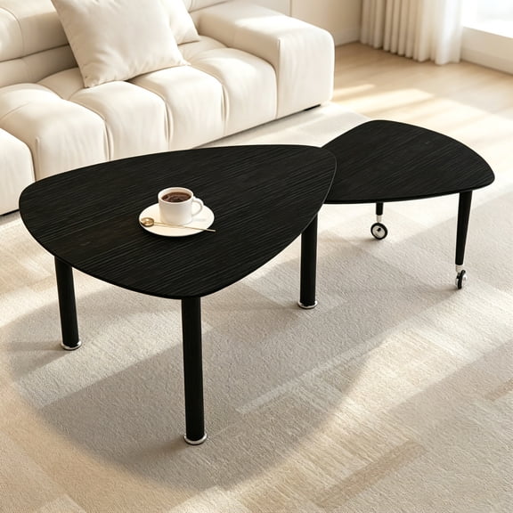 AUU 360° Rotatable Modern Coffee Table, Solid Wood Legs, Easy Assembly Cocktail Table for Living Room Apartment