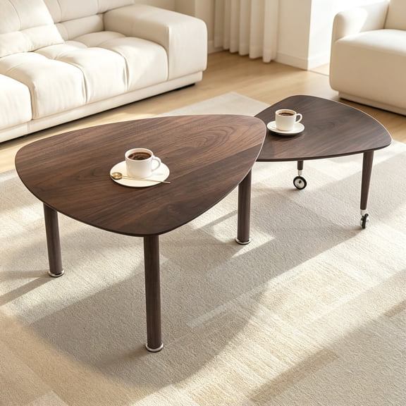 AUU 360° Rotatable Modern Coffee Table, Solid Wood Legs, Easy Assembly Cocktail Table for Living Room Apartment