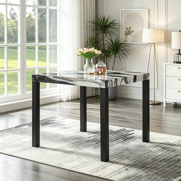 AUU 42" Square Modern Faux Marble Counter Height Dining Table 36"H, Space-Saving Design for Kitchen or Dining Nook