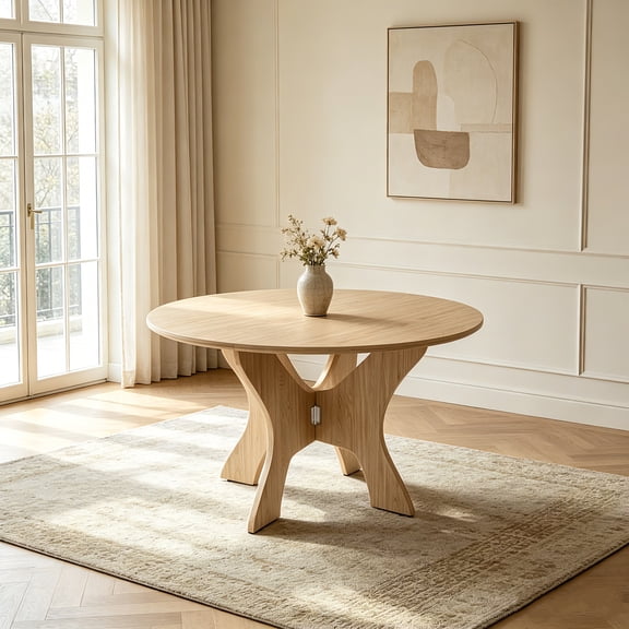 AUU 43-Inch Folding Dining Table for Small Spaces, MDF with Wild Oak Veneer, Space-Saving Foldable Kitchen Table for Indoor and Outdoor Use
