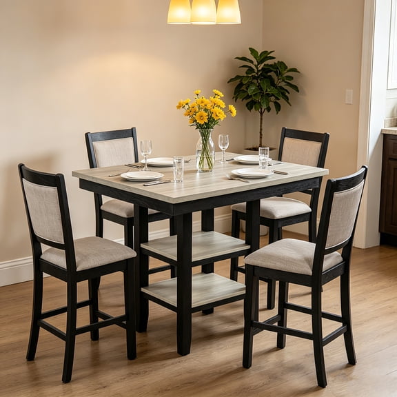AUU 5-Piece Counter Height Dining Set  1 Table and 4 Chairs for Kitchens, Dining Corners, or Multi-Functional Areas