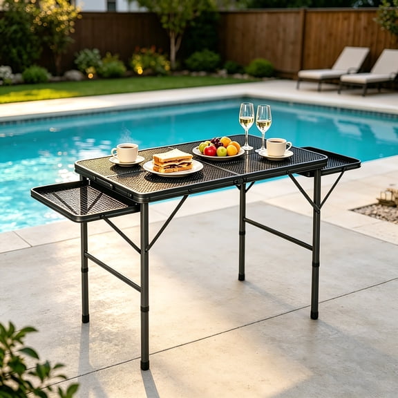 AUU 5-in-1 Portable Foldable Outdoor Table Expandable Standing Dining & Picnic Table for Camping, Patio, or Backyard