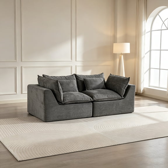 AUU 74.8" Oversized Modular Cloud Sectional Sofa, Wide & Deep 2-Seat Couch for Living Room Furniture Set