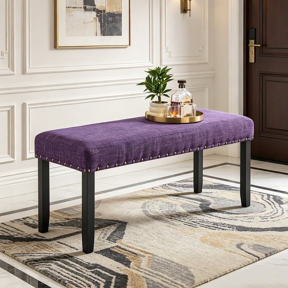 AUU Biony Fabric Dining Bench with Nailhead Trim for Dining Room